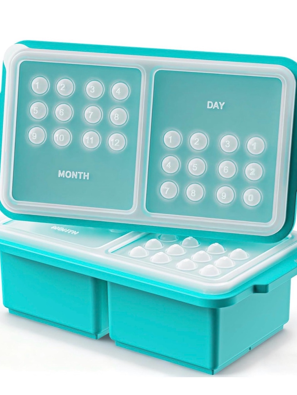 Teal Monthly & Daily Pill Organizer Box with Removable Trays